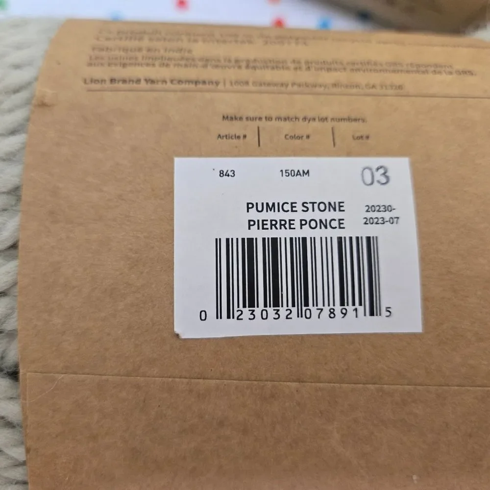 Lion Brand Re-Spun 2 JUMBO SKEINS PUMICE STONE 12 Oz